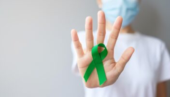 green Ribbon for Liver, Gallbladders, bile duct, cervical, kidney Cancer and Lymphoma Awareness